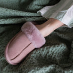 Minfot Fårskinnstofflor Slip-on Duved med sula Rosa