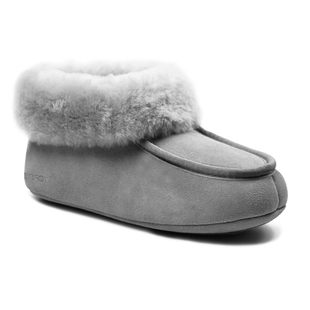 Minfot Fårskinnstofflor Hemse Med Sula Ljusgrå