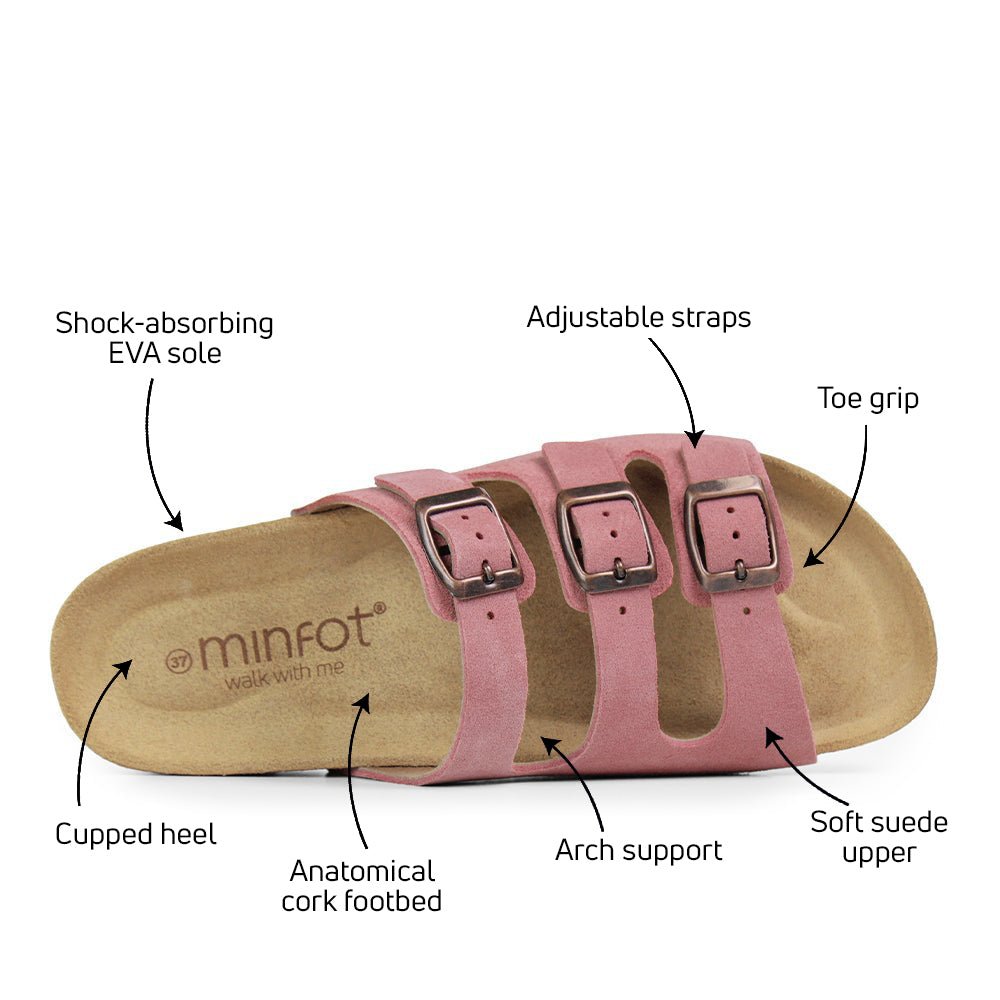 Minfot Lo Biosandaler Dam Mocka Anatomisk 3-remmar Rosa