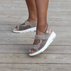 Minfot Sandal Komfort Bea Hälrem Stretch Mocka Beige