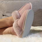 Minfot Fårskinnstofflor Slip-on Duved med sula Rose