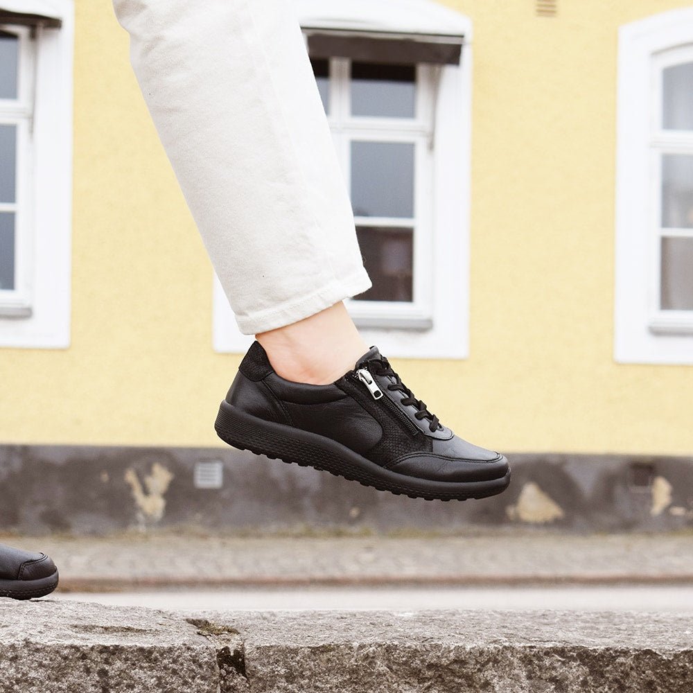 Minfot Way Sneaker Bred Stretch Zip Svart