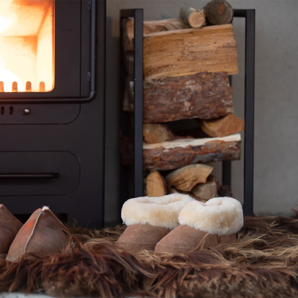 Shepherd Emmy Fårskinnstofflor Chestnut