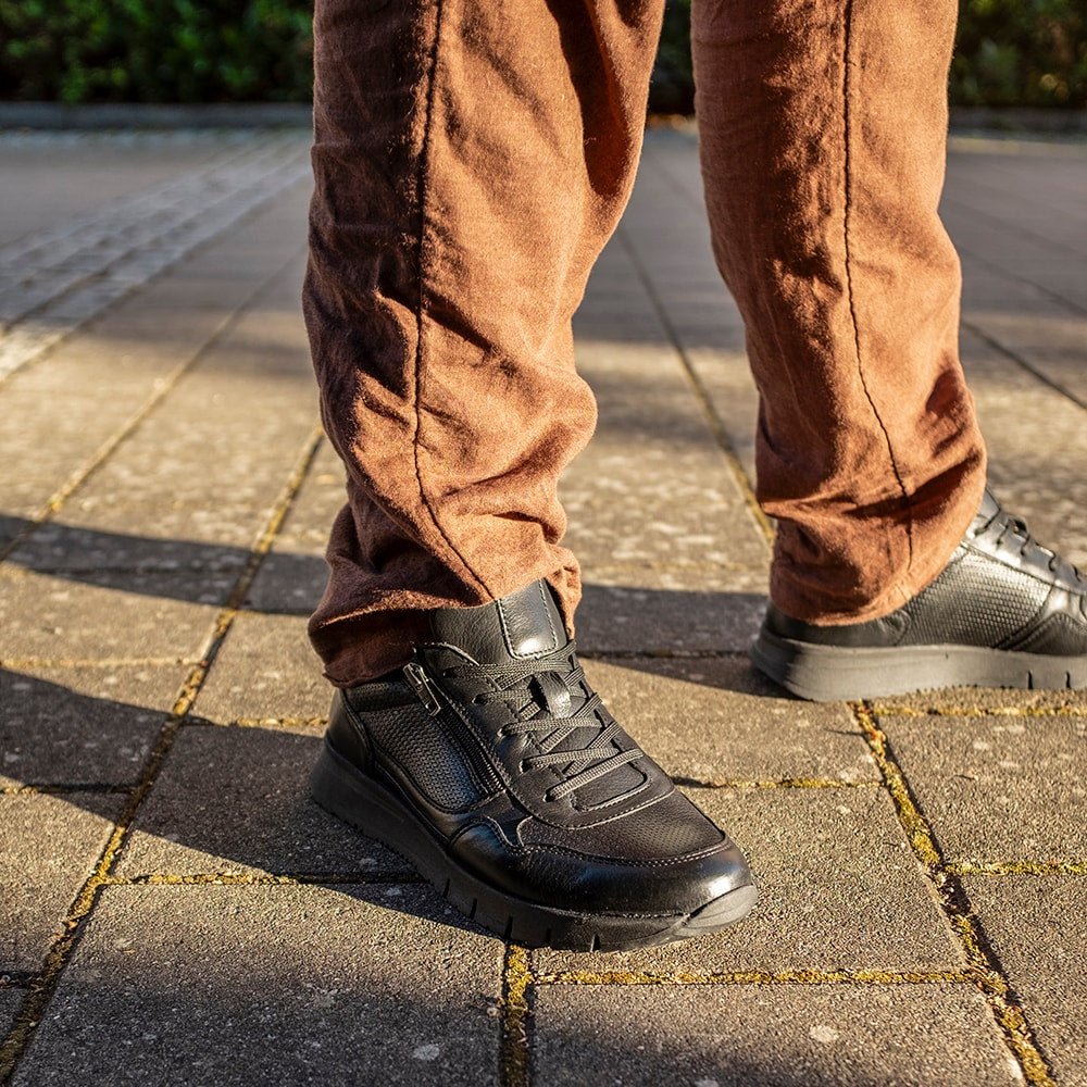 Minfot Max Comfort Sneakers Zip Skinn Svart