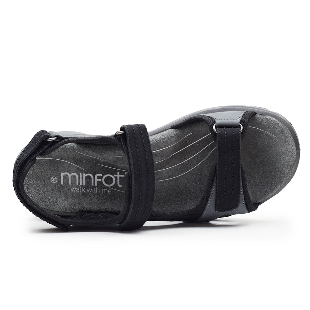 Minfot Sandaler Sandhamn Dam Nubuck Black Grey