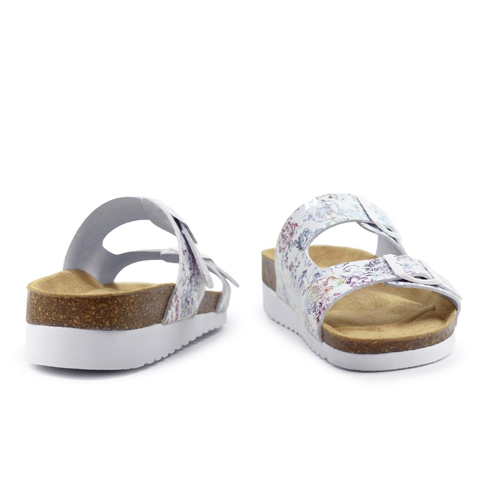 Minfot Sandaler Mjuk Bio Tropical Flowers Vit
