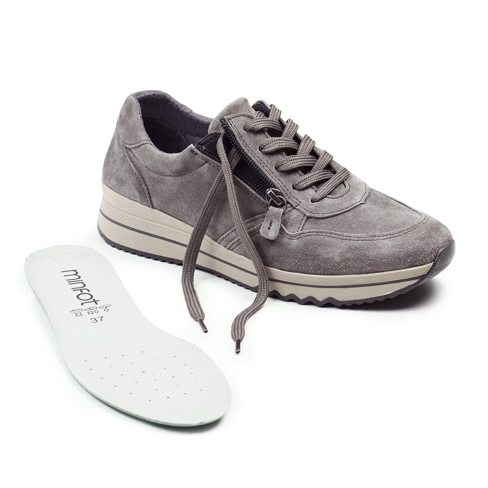 Minfot Cloe Sneaker Dragkedja Mocka Taupe
