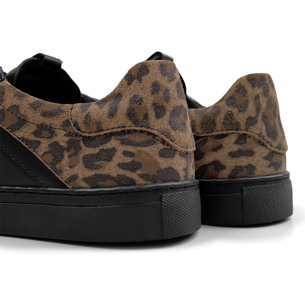 Minfot Comfort Sneakers Skinn Leopard Svart