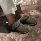 Minfot Fårskinnstofflor Slip-on Duved med sula Mörk Olivgrön