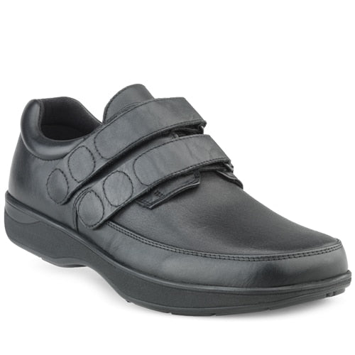 Produktbild 3 - New Feet Milas Breda Skor Herr OrthoStretch Kardborre Svart