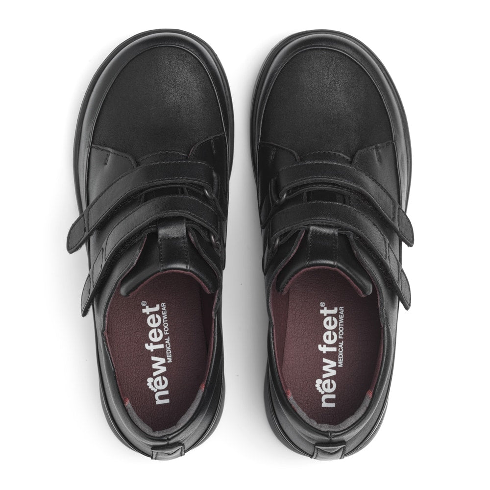 Produktbild 2 - New Feet Mathilde Extra Breda Skor Stretch Kardborre Dam Svart