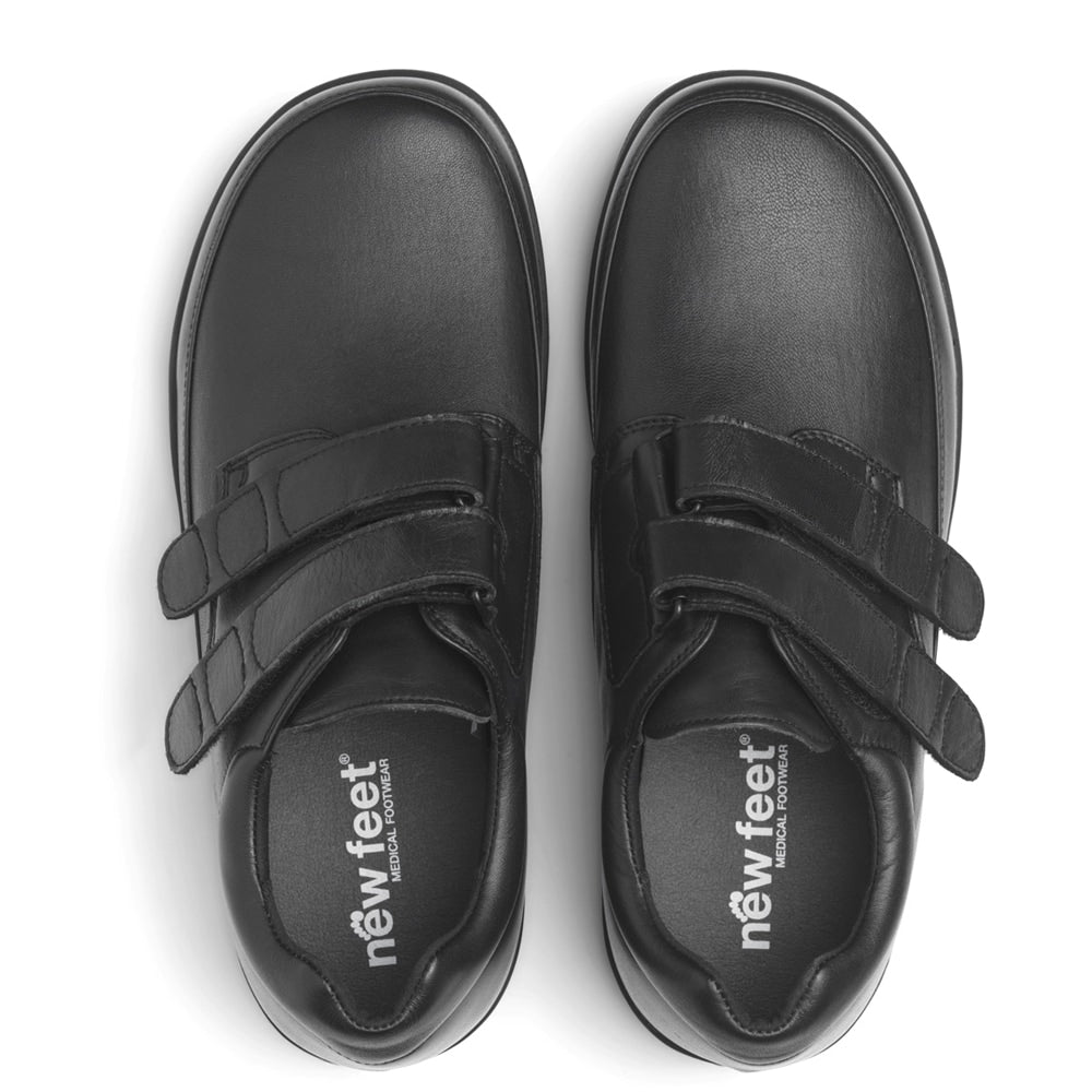 Produktbild 2 - New Feet Milas Breda Skor Herr OrthoStretch Kardborre Svart