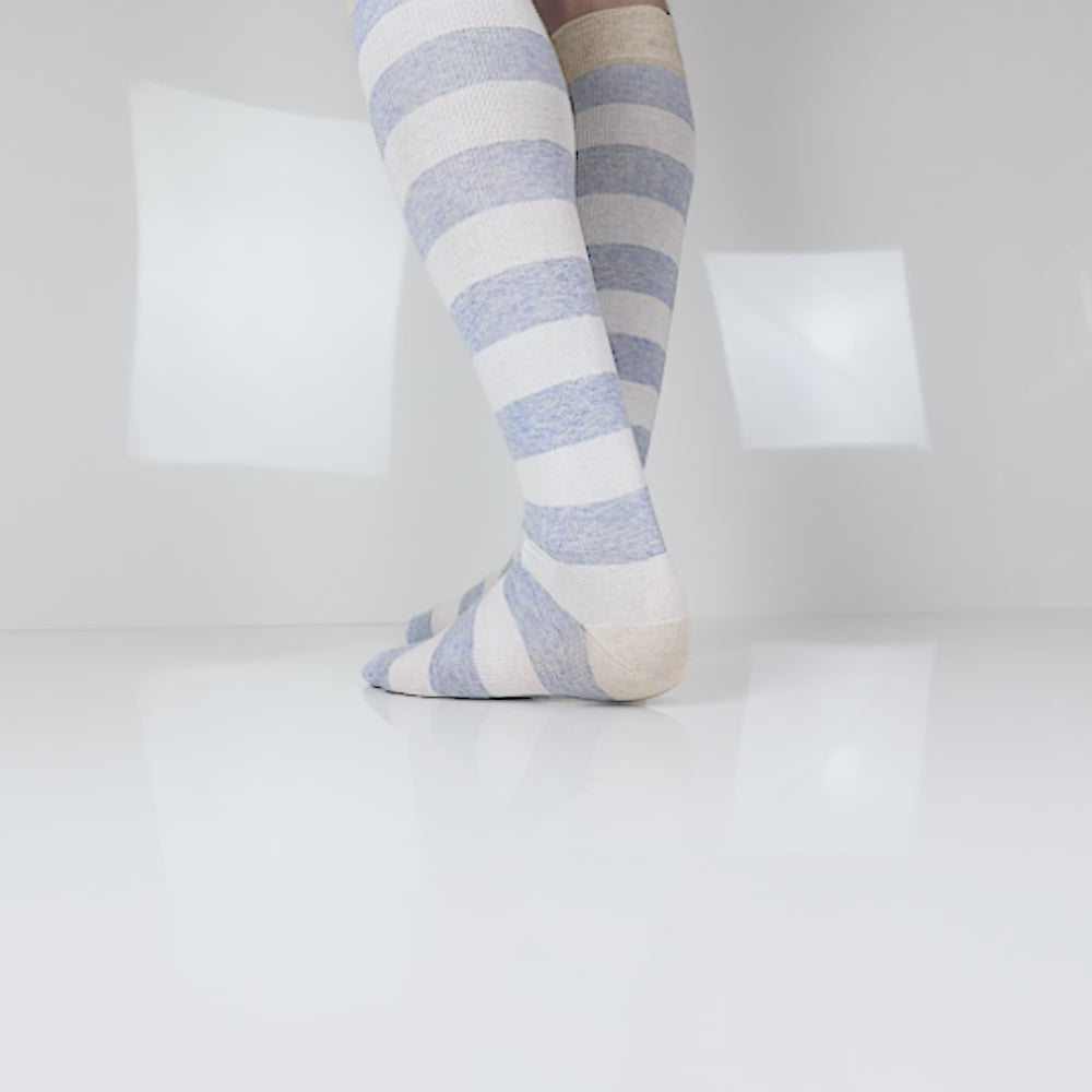 Minfot Randiga Stödstrumpor Ekologisk Bomull Strand 3-pack