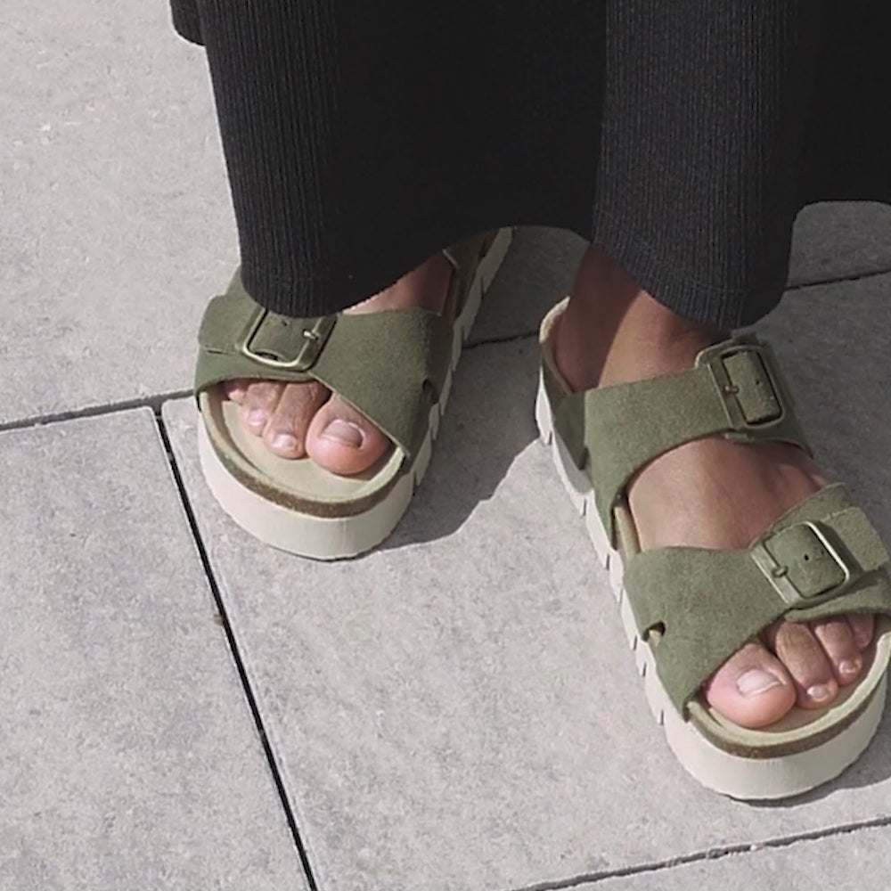 Minfot Upstep Lill Sandaler Dam Mocka Grön