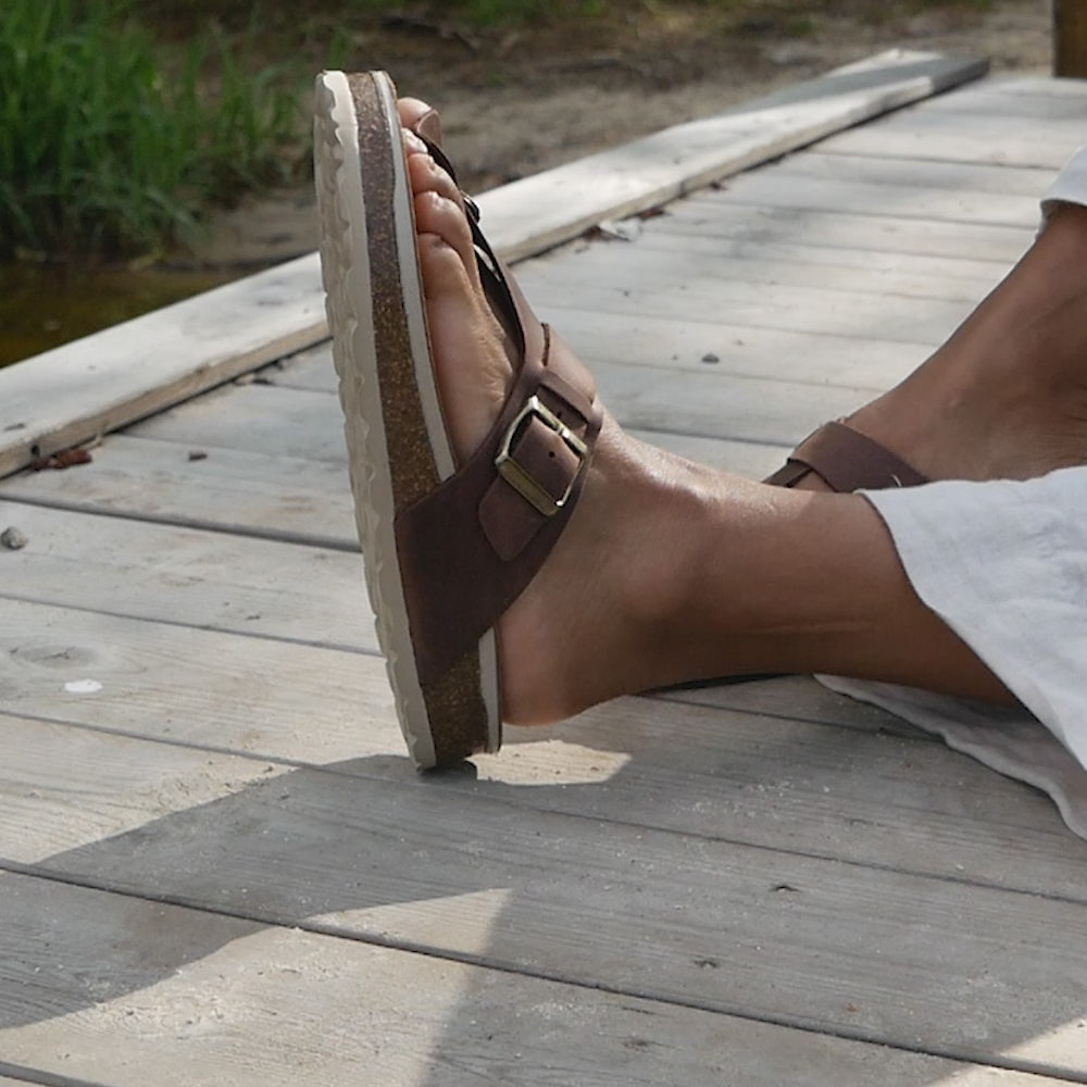 Minfot Noa Tåsandaler Läder Primo Soft Mörkbrun