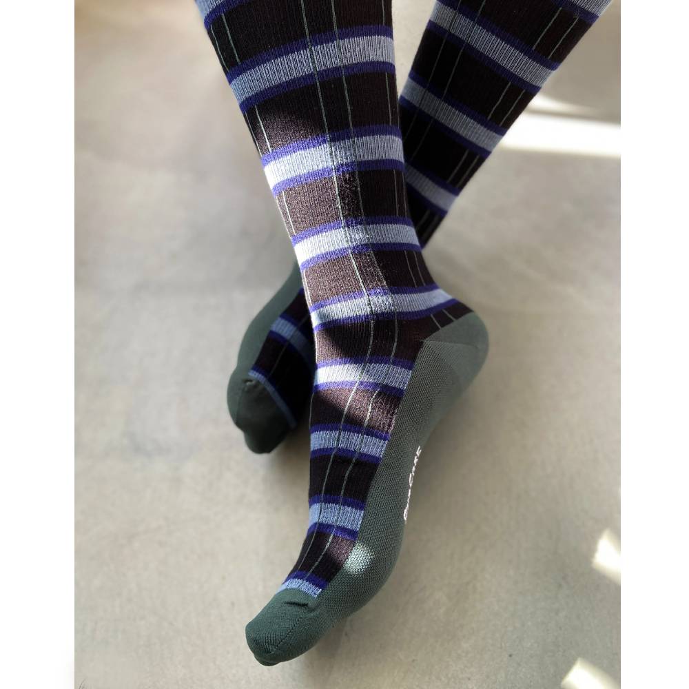 Produktbild 2 - SupCare Stödstrumpor Bomull Randig Svart Grön