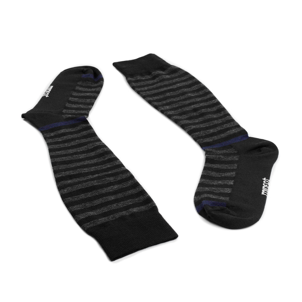 Minfot Stödstrumpor Merinoull Randig Svart Grå Navy 1-pack