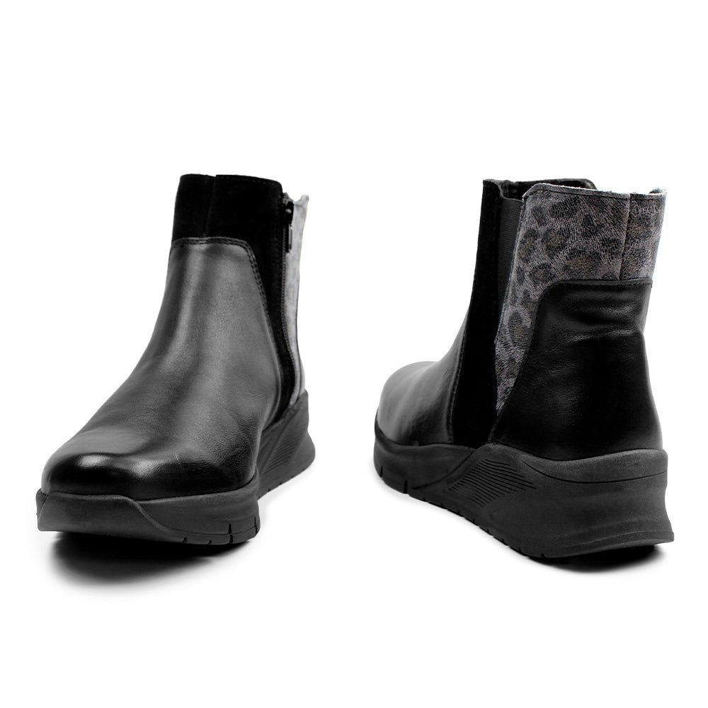 Produktbild 8 - Minfot Zon Chelsea Boots med zip Stretch Läder Svart Leopard