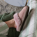 Minfot Fårskinnstofflor Slip-on Duved med sula Rosa