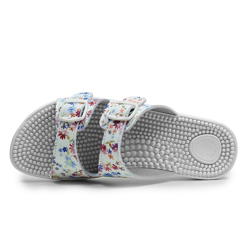Minfot Massage Sandaler Blommig Vit