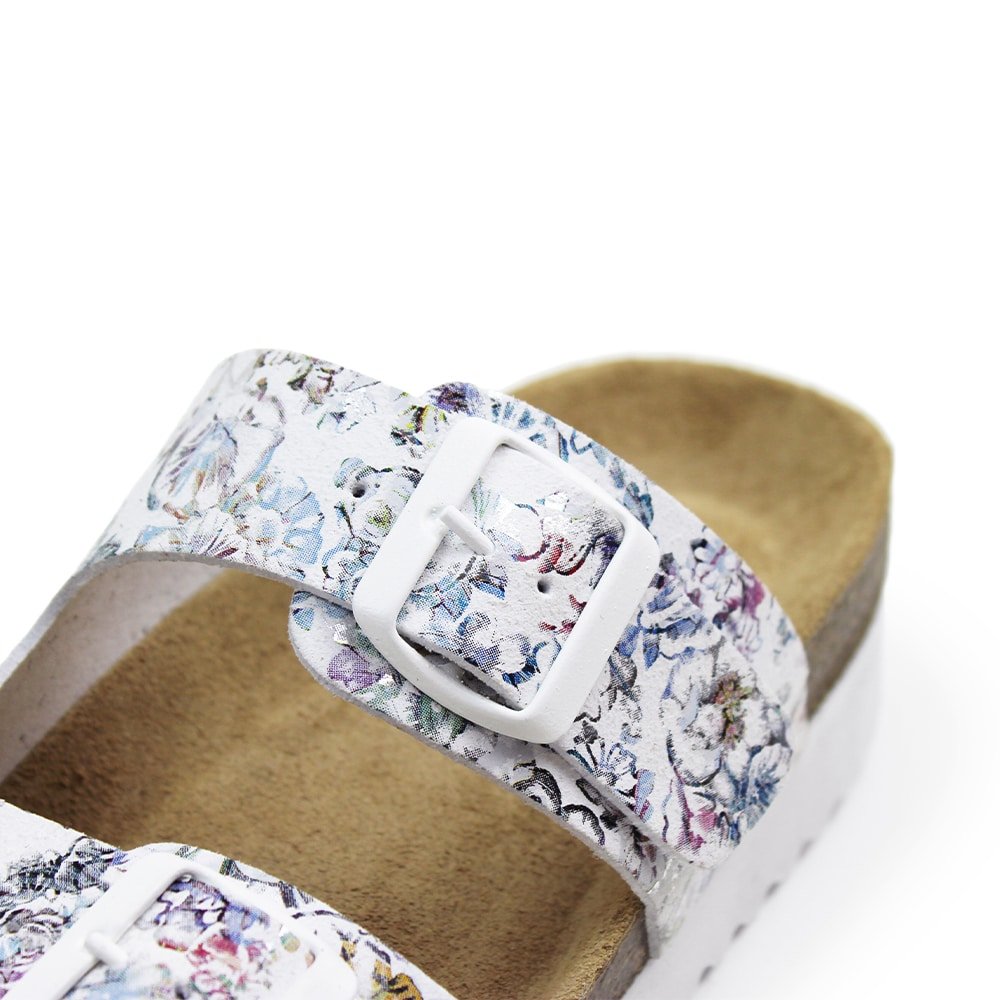 Minfot Sandaler Mjuk Bio Tropical Flowers Vit