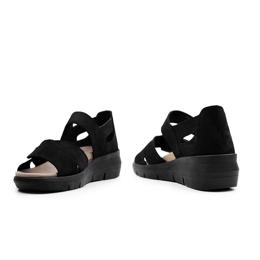 Minfot Sandal Komfort Mia med Hälkappa Nubuck Svart