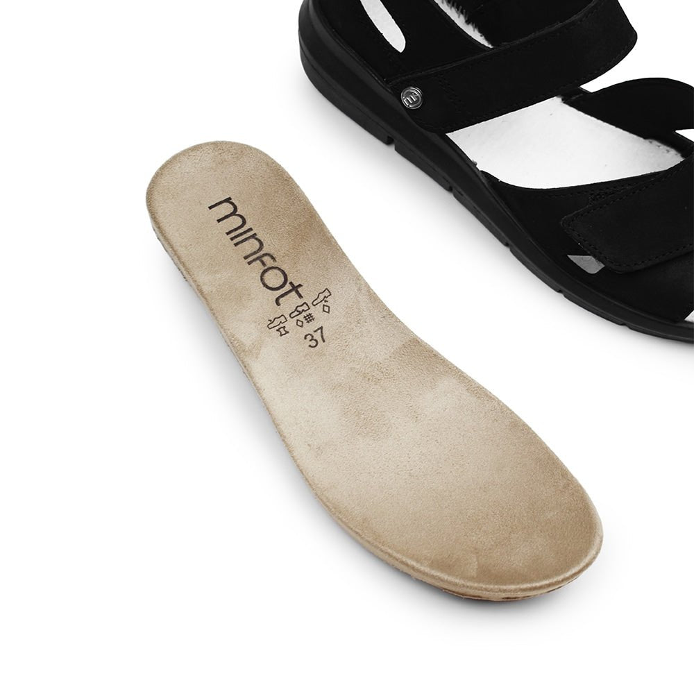 Minfot Sandal Komfort Mia med Hälkappa Nubuck Svart