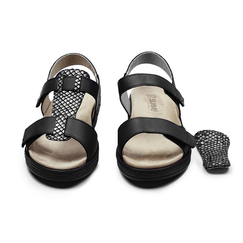 Suave Extra Bred Sandal Skinn Marilyn Svart