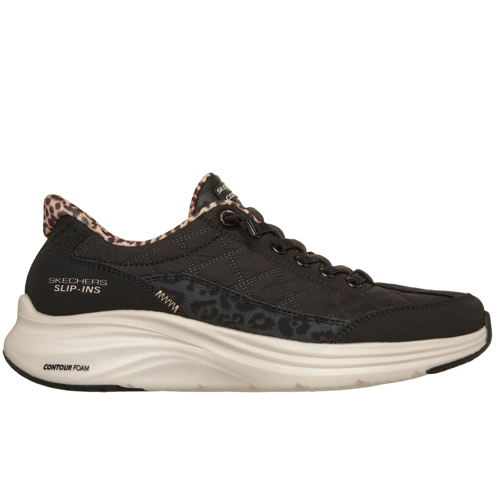 Skechers Cozy Fit Sneakers Dam Slip-Ins Svart Leopard