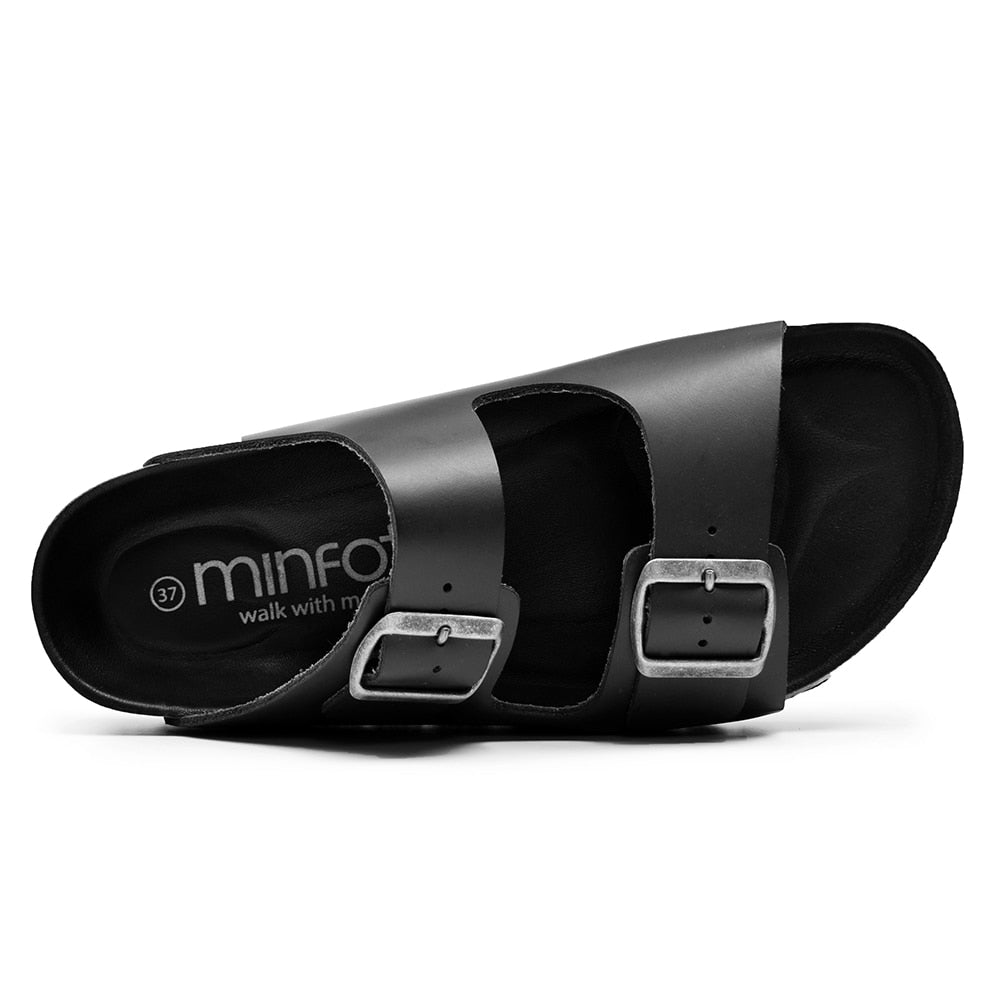 Minfot Uni Bred Biosandal Skinn Svart