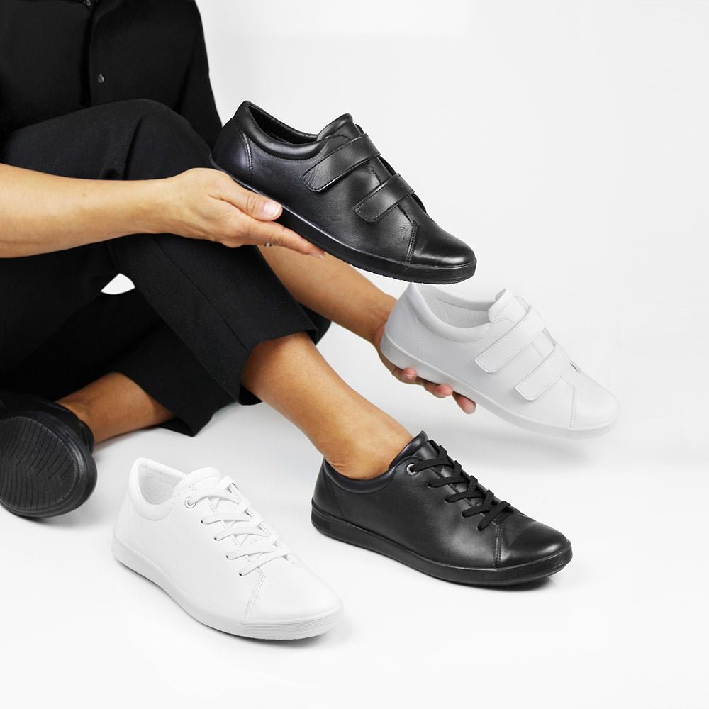 Minfot Aveny Skinn Sneaker med Kardborreband Svart