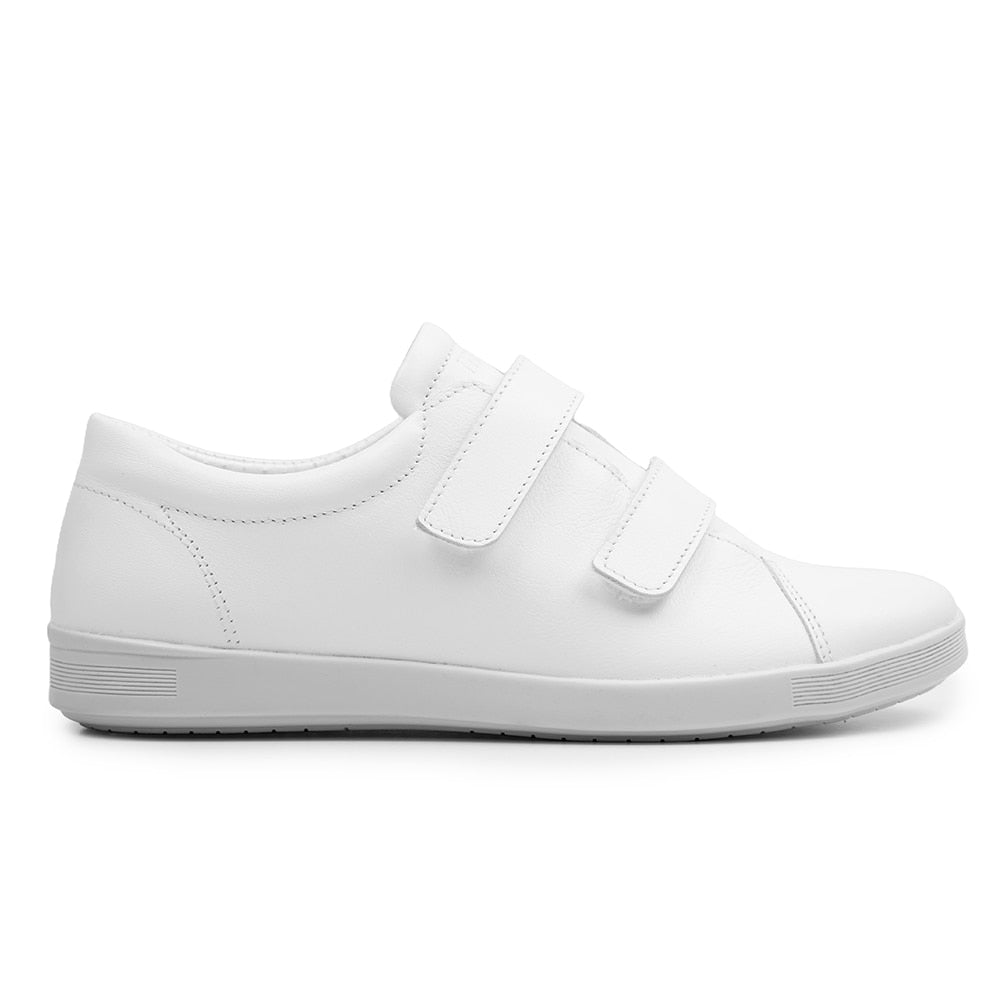 Minfot Aveny Skinn Sneaker med Kardborreband Vit