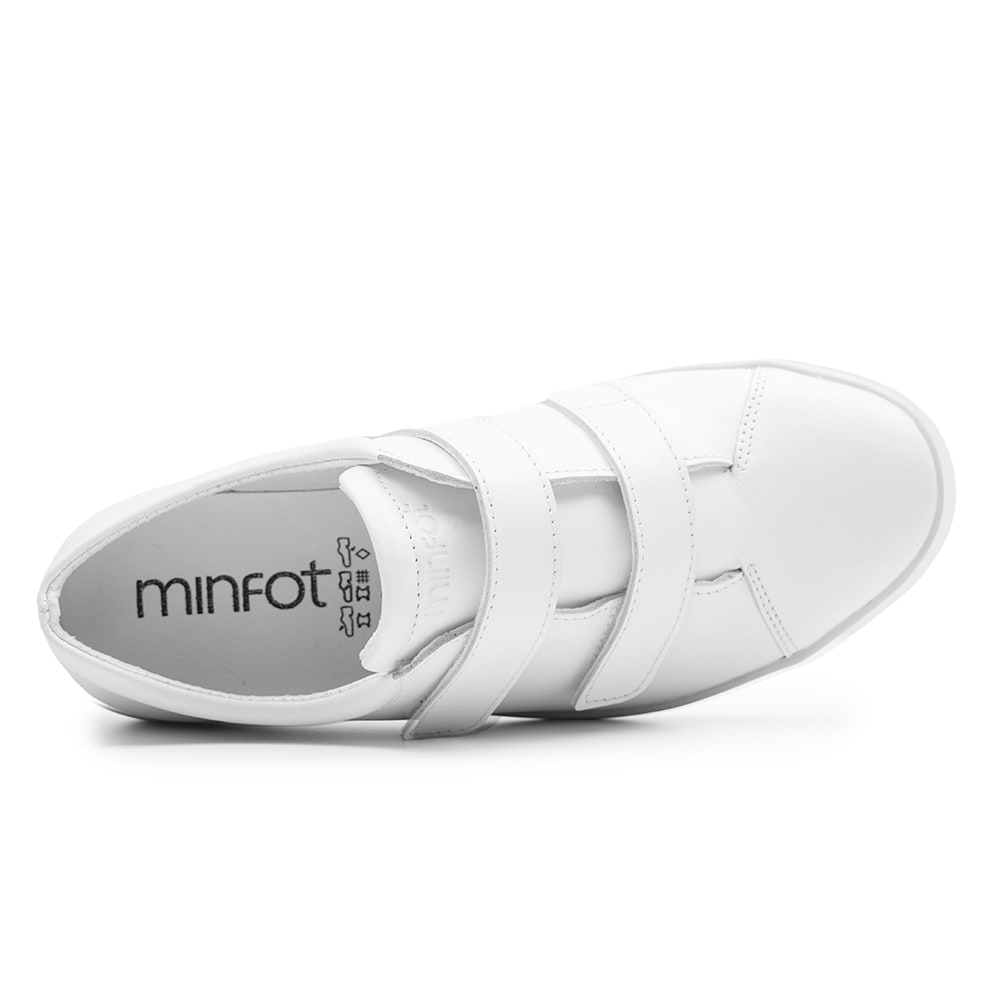 Minfot Aveny Skinn Sneaker med Kardborreband Vit