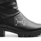 Minfot Noa Boots med låg klack Zip Stretch Läder Svart