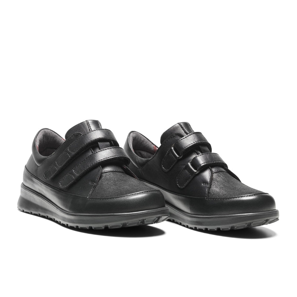 Produktbild 3 - New Feet Mathilde Extra Breda Skor Stretch Kardborre Dam Svart