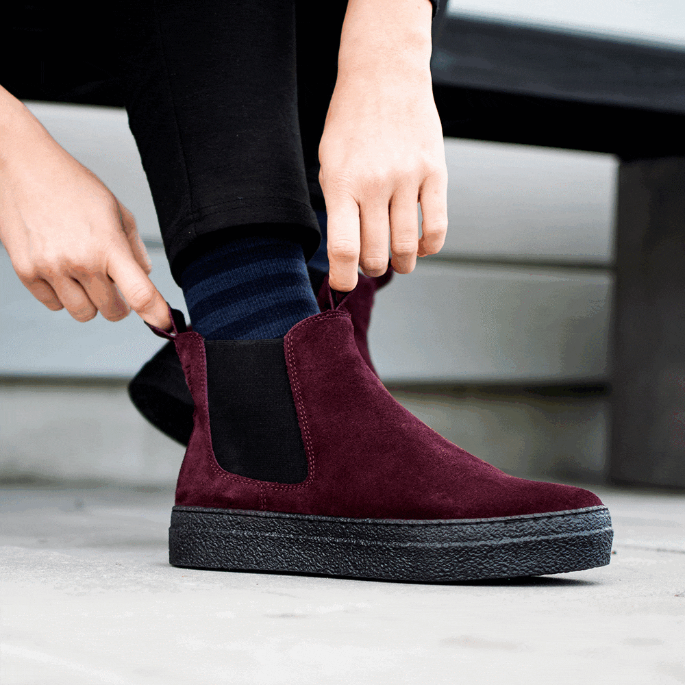 Minfot Chelsea Boots Visby Mocka Bordeaux