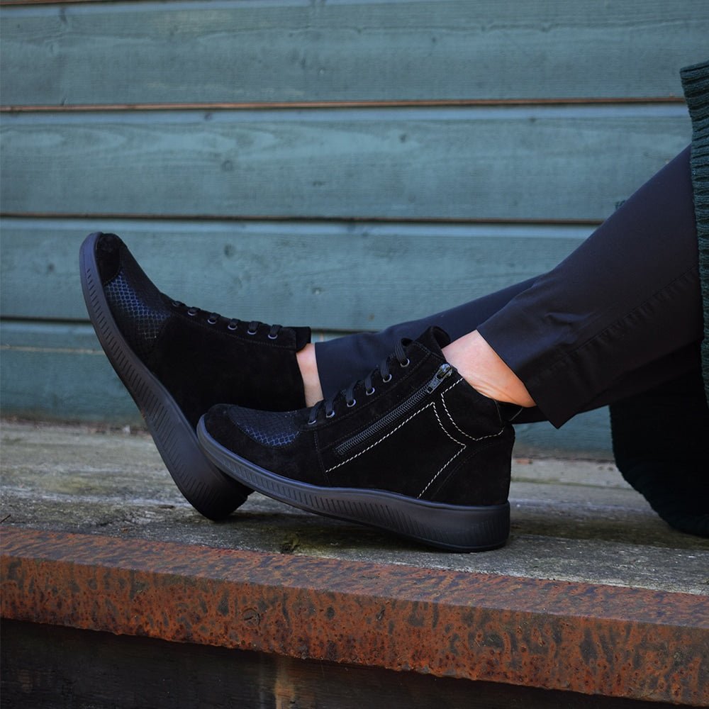 Minfot Helga Känga med dragkedja Stretch TEX-membran Svart