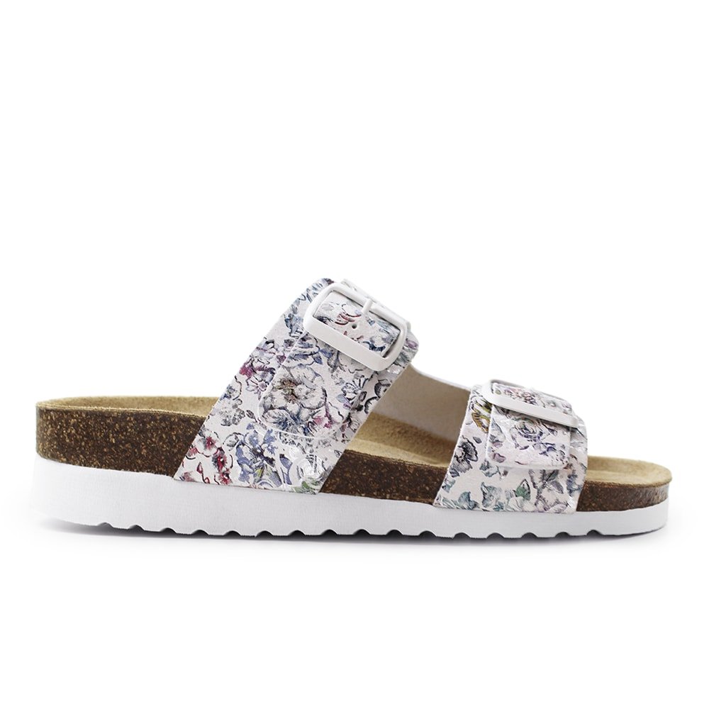 Minfot Sandaler Mjuk Bio Tropical Flowers Vit