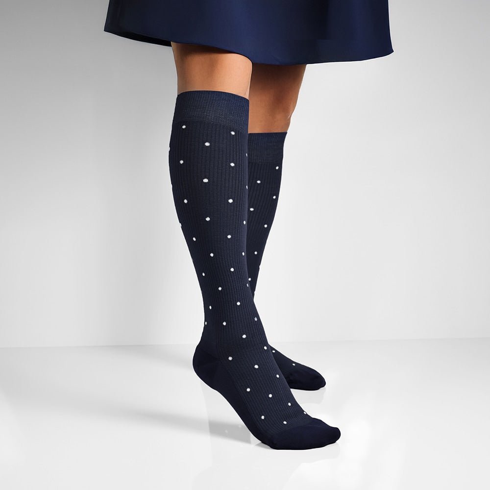 Minfot Stödstrumpor Bambu Prickig Navy 1-pack