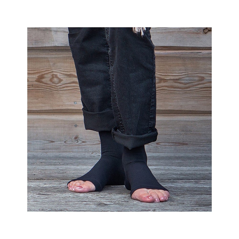 SupCare Stödstrumpor Bomull Öppen Tå Svart