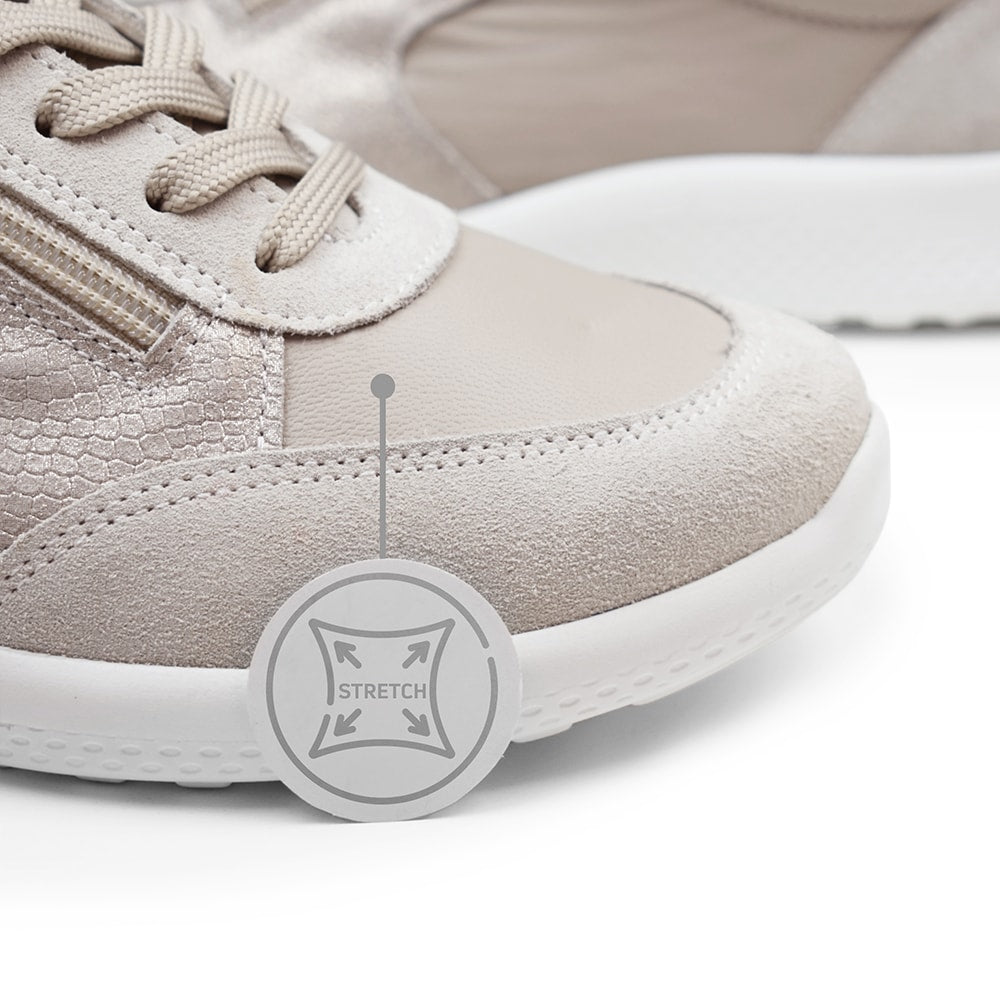 Minfot Way Sneaker Dam Bred Stretch Zip Beige