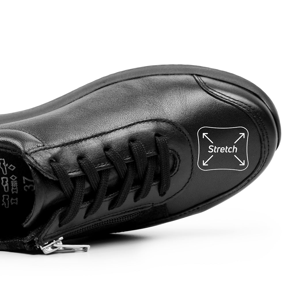 Minfot Way Sneaker Bred Stretch Zip Svart