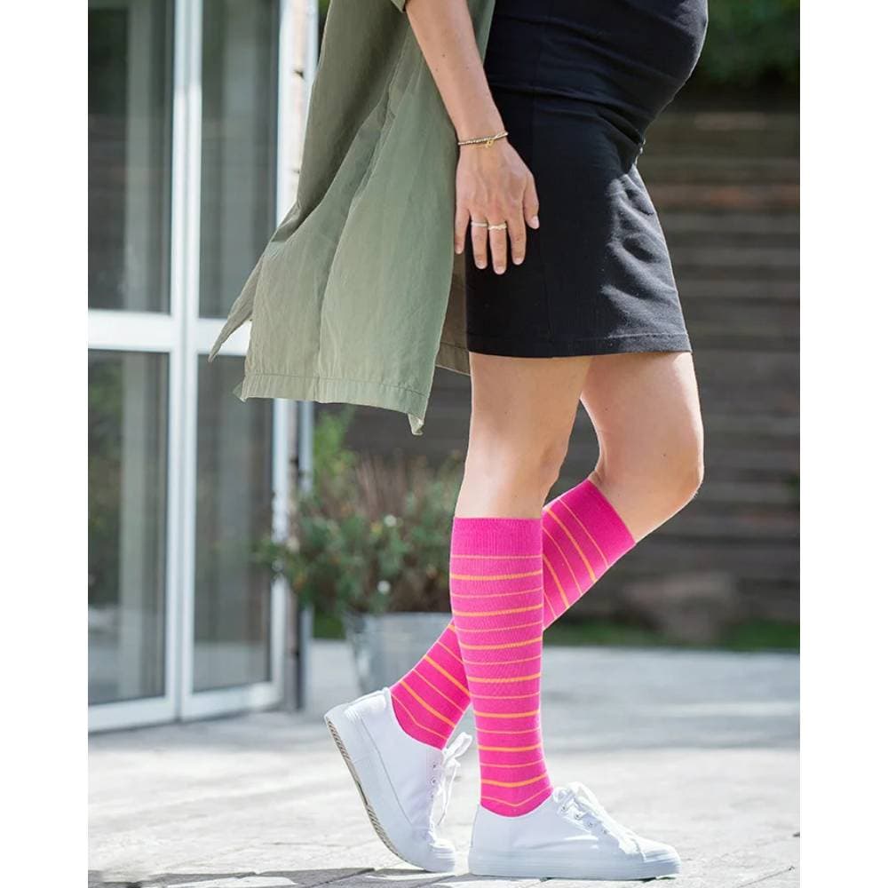Produktbild 2 - SupCare Stödstrumpor Bambu Rosa Randig
