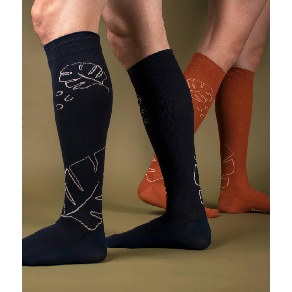 Produktbild 2 - SupCare Stödstrumpor Bred Eko Bomull Monstera Navy Blue