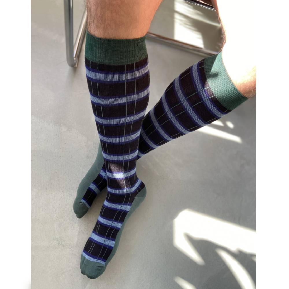 Produktbild 3 - SupCare Stödstrumpor Bomull Randig Svart Grön