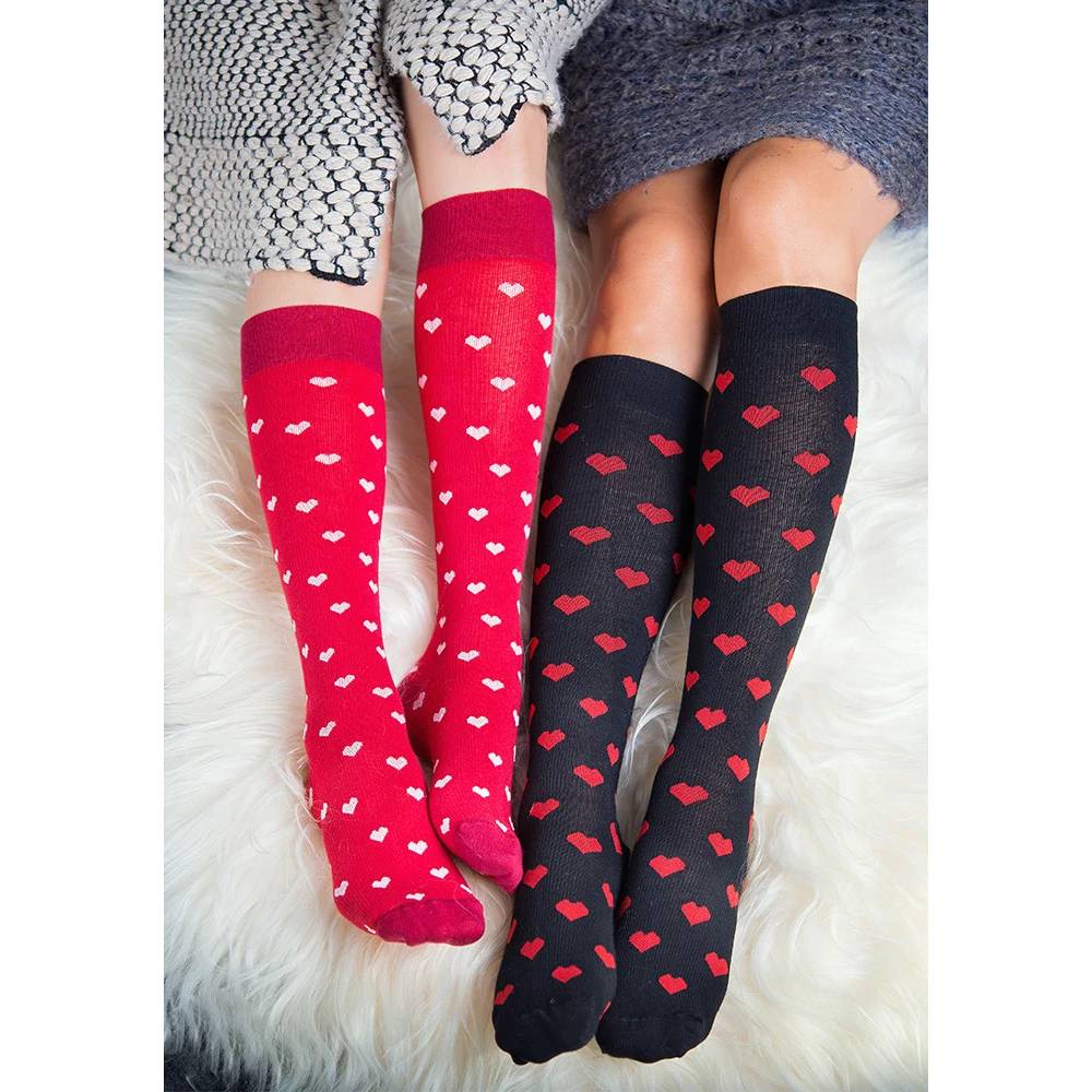 Produktbild 2 - SupCare Stödstrumpor Bomull Hjärta Röd