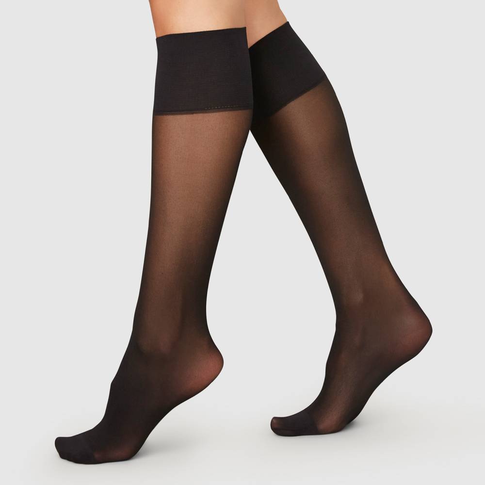 Swedish Stockings Nylonstrumpor Knä Elin 20 DEN Svart 2-pack