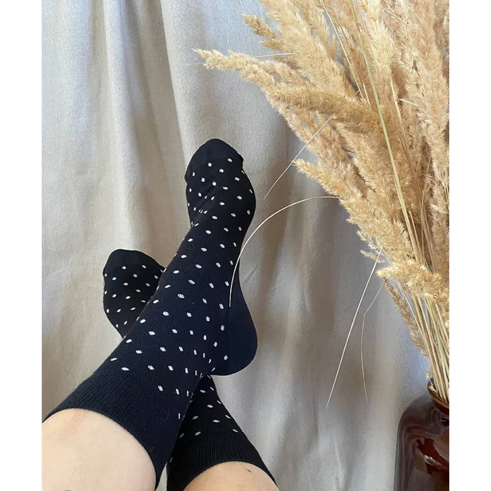 SupCare Ankelstödstrumpor Bomull Svart Prickig