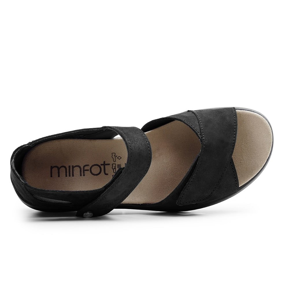 Minfot Sandal Komfort Mia med Hälkappa Nubuck Svart