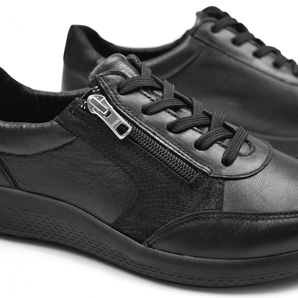 Produktbild 9 - Minfot Way Sneaker Bred Stretch Zip Svart